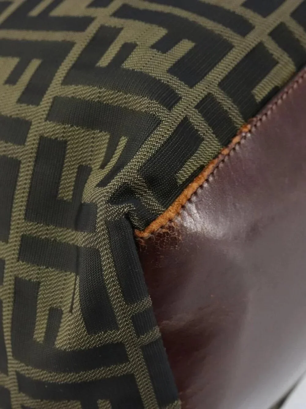 FENDI Zucca Canvas Drawstring Bag Clutch Bag Black Brown Auth ep13685